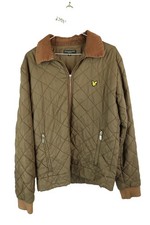 LYLE & SCOTT Khaki Quilted Jacket size M Mens Full Zip Casual Outdoors 023081