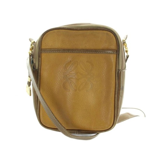 LOEWE Shoulder Bag Logo Leather Anagram Brown - Picture 1 of 7