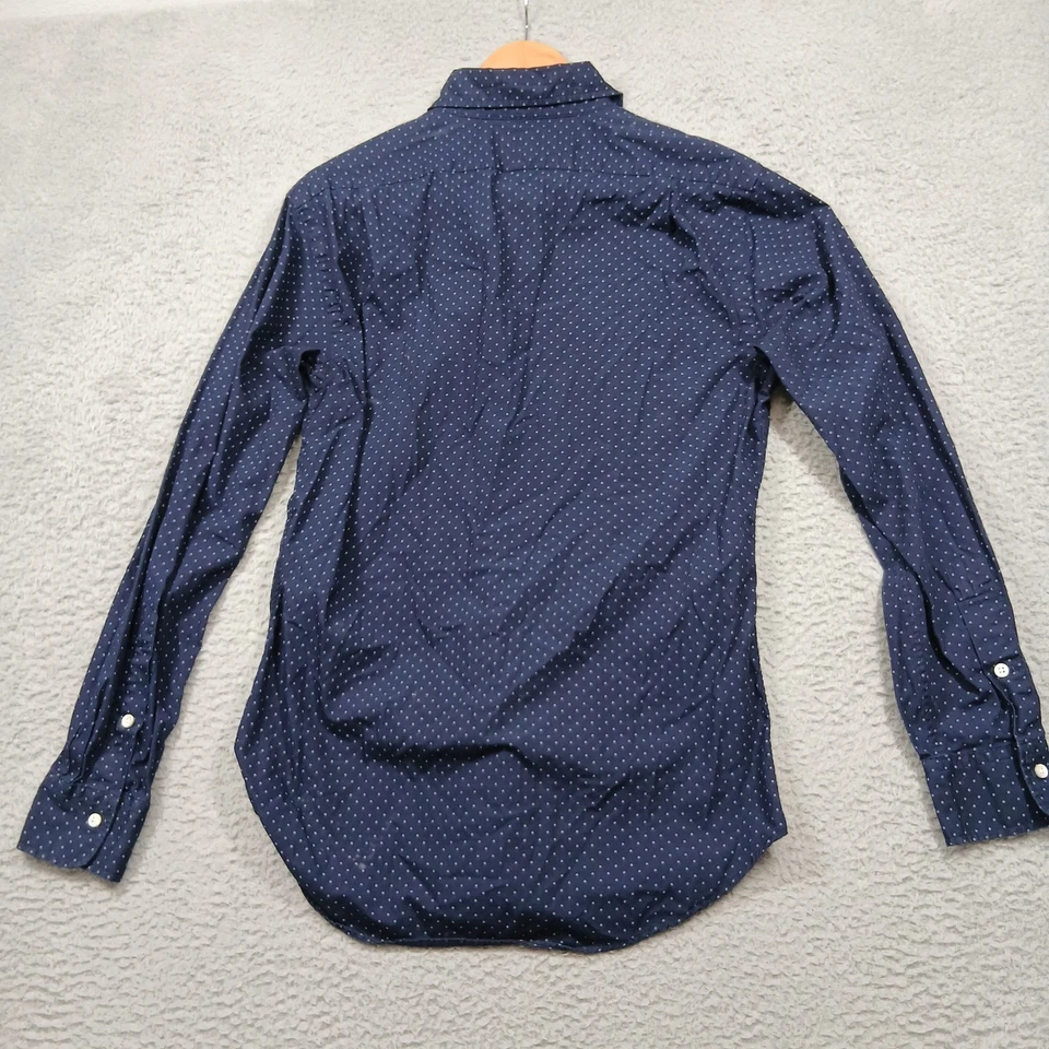 Camisa Polo Ralph Lauren Calce Ajustado Para Hombre Mediana Azul Marino Lunares Manga Larga Foto 2 de 4