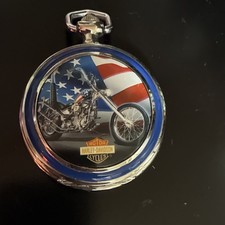 Harley-Davidson The Ultimate Chopper Pocket Watch American Flag Motorcycle 1994