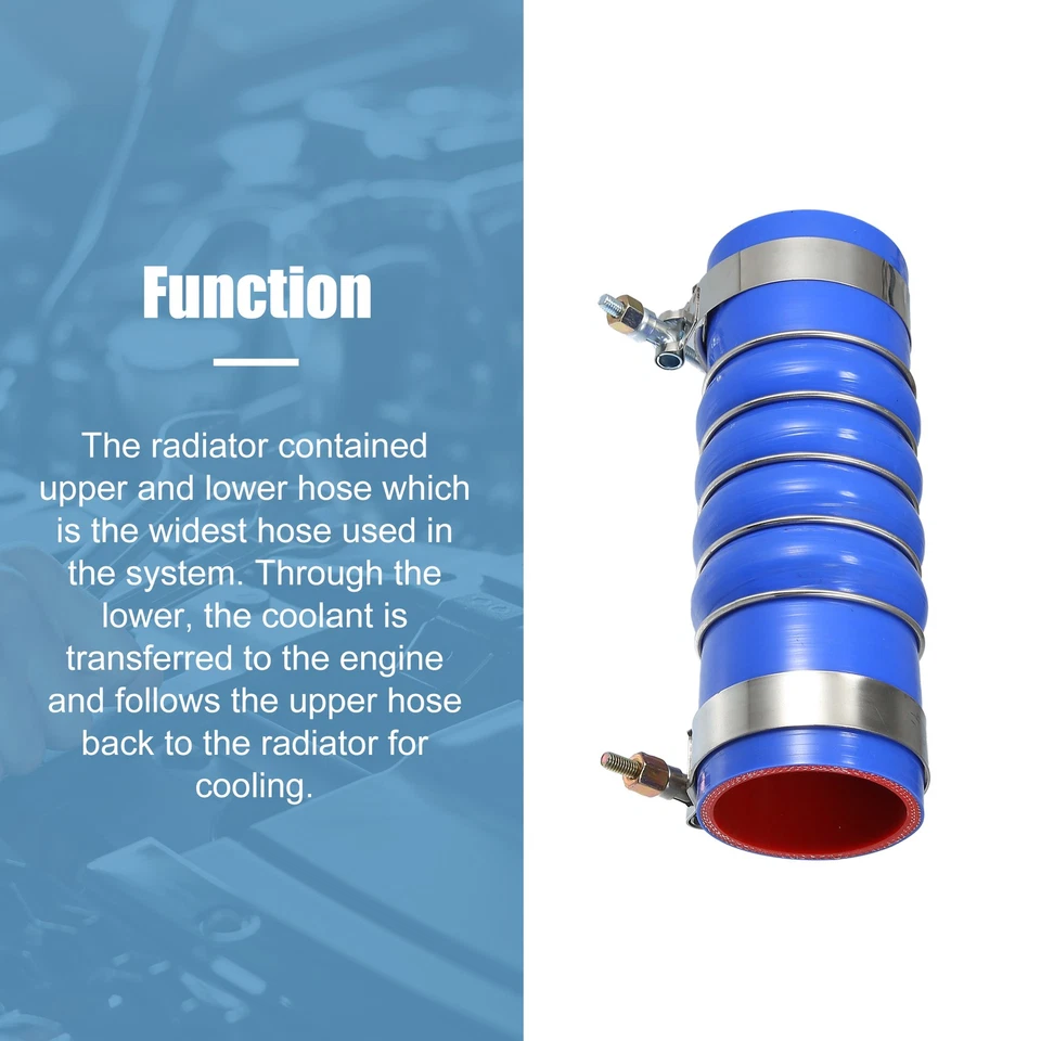 Pack (1) Upper Radiator Hose W/Clamps for Kenworth for Peterbilt Rubber Blue - Image 4 of 4