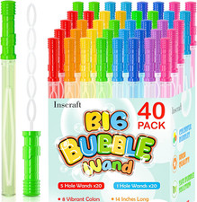 40 Pack 14    Big Bubble Wands, 8 Colors Mix Bulk for Summer Toy, Outdoor/Indoor