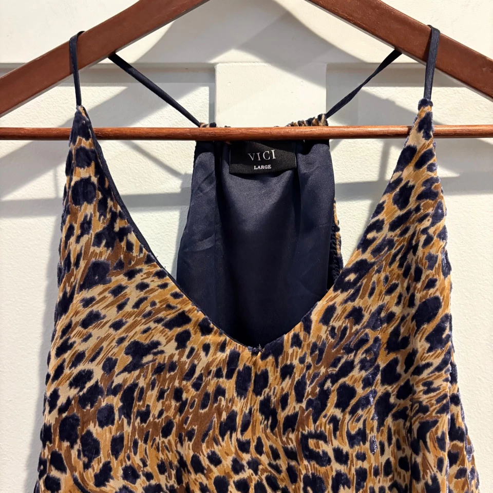 Body VICI Leopardo Para Mujer Grande Marrón Azul Marino Terciopelo Burnout Brillo Foto 3 de 4