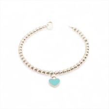 Tiffany Return To Tiffany Mini heart tag beads Bracelet 925 5.7g Silver