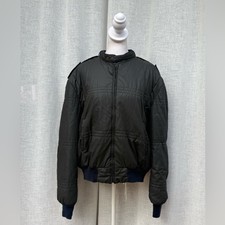 Silton California vintage glazed cotton blend black long sleeve bomber jacket