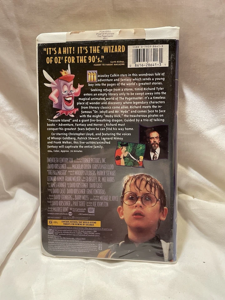 The Pagemaster VHS Tape 1995 Clamshell Macaulay Culkin & Christopher Lloyd - Image 2 of 2