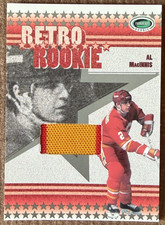 2003-04 ITG PARKHURST RETRO ROOKIE GAME-USED FLAMES JERSEY AL MACINNIS #RR-17