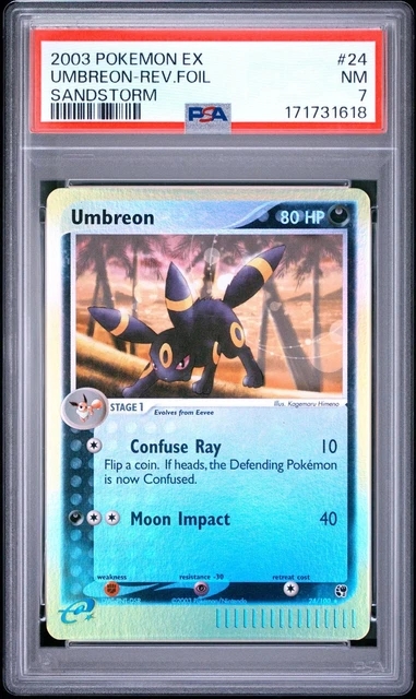 2003 Pokemon Ex Sandstorm #24 Umbreon Reverse Foil PSA 7 NM NEW CERT!