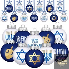 12 Pcs Hanukkah Ball Ornaments for Tree Chanukah Jewish Christmas Decor for home