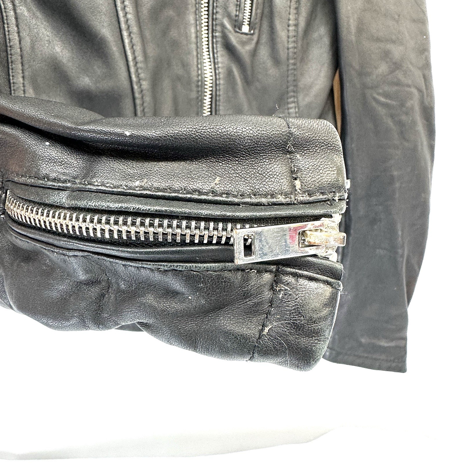 Zara Basic Leather Motorcycle Jacket XS Womens Mo… - image 7