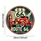 Vintage Route 66 Tin Metal Signs - 1pc 8x8 Inch Aluminum Wall Art for Man Cave,