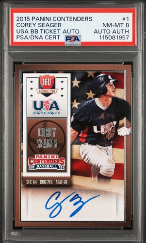 2015 Contenders Corey Seager USA Baseball Auto PSA 8 Auth Auto POP 1!
