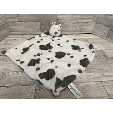 Angel Dear Plush Cow Baby Lovey Security Blanket White Gray 12" x 12"