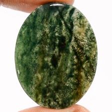 100 Natural Moss Agate Oval Shape Cabochon Gemstone 19.5 Ct. 33X26X2 mm UG-2227