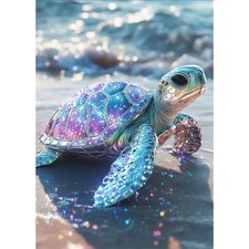 Diamond Painting Kit Vibrant Sea Turtle Full Diamond Round Art; 5D DIY Art Craft