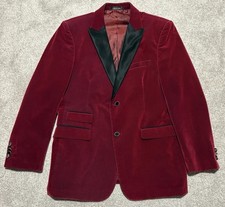 Inserch Italy Blazer Jacket Pressed Velvet Burgundy MENS Medium READ