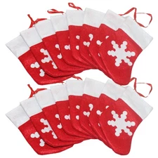 24 Pcs Mini Snowflake Felt Christmas Stockings Candy Snack Holder Bags