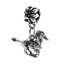 925 Sterling Silver 3D Horse Stallion Mustang Euro Bead Charm