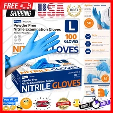 Non-Sterile Disposable Nitrile Exam Gloves, 100 Count - Latex-Free & Protective