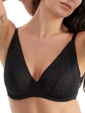 New Women's CHANTELLE 10Q1 Black Everyday Graphique Plunge Bra Size 34C