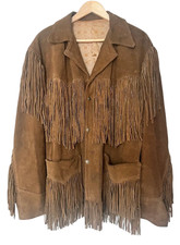 VTG 60's Trego's Westwear suede leather native American jacket Hippie fringe 44