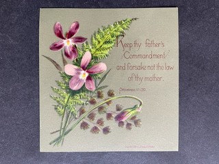 VICTORIAN GREETING CARD FLOWERS RELIGIOUS PSALM ...