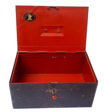 Antique French Metal Strong Box with Original Key and Livery