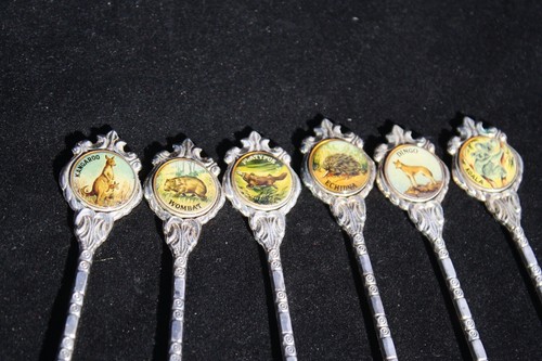 Set of 6 Silver Plate Australia Souvenir Spoons STUART w/case - Picture 4 of 9