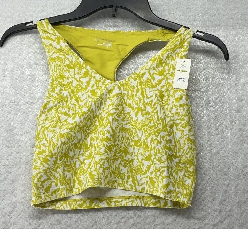 Sujetador deportivo Offline By Aerie para mujer talla M espalda deportiva amarillo sin mangas pulóver Foto 2 de 4