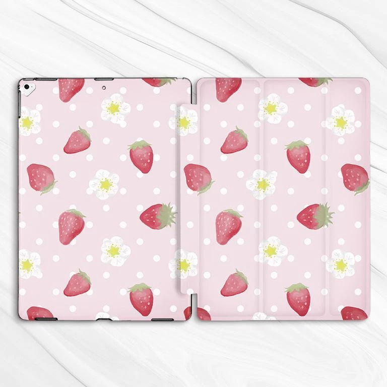 Cute Pink Strawberry Summer Case For iPad 10.2 Air 3 4 5 Pro 9.7 11 12.9 Mini - Image 4 of 4