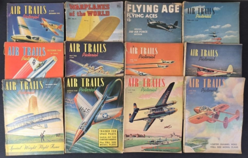 12 Vintage 1930 era, Air Trails Magazines, Flying Age, Warplanes of the World