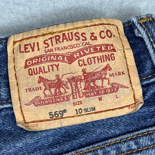 Levi 569 Jeans Youth 10 Slim Loose Fit Straight Leg Boys Blue Denim School Play - Picture 10 of 13
