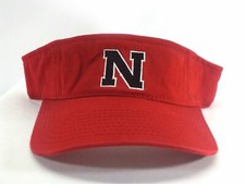 NEBRASKA CORNHUSKERS SUN VISOR HAT vtg RED NCAA CAP OSFA By HEADMASTER NWT