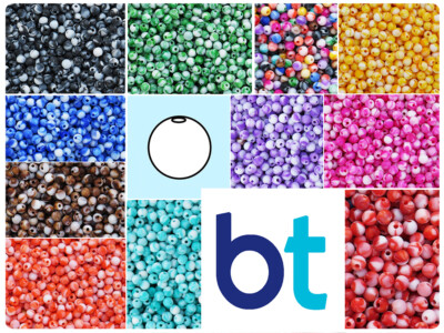 BeadTin Marbled 6mm Round Plastic Craft Beads (300pcs) - Color Choice