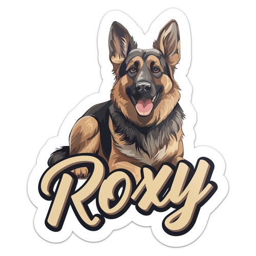 German Shepherd Dog Roxy Name Vinyl Decal Waterproof Car Bumper Sticker ...
