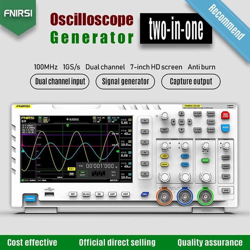 FNIRSI-1014D 1GSa/s Oscilloscope & DDS Signal Generator 2 Channels 100MHz*2