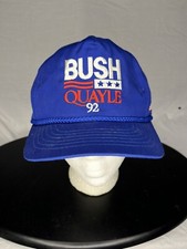 Vintage 1992 Bush Quayle Presidential Campaign Rope Hat Blue Made In The USA