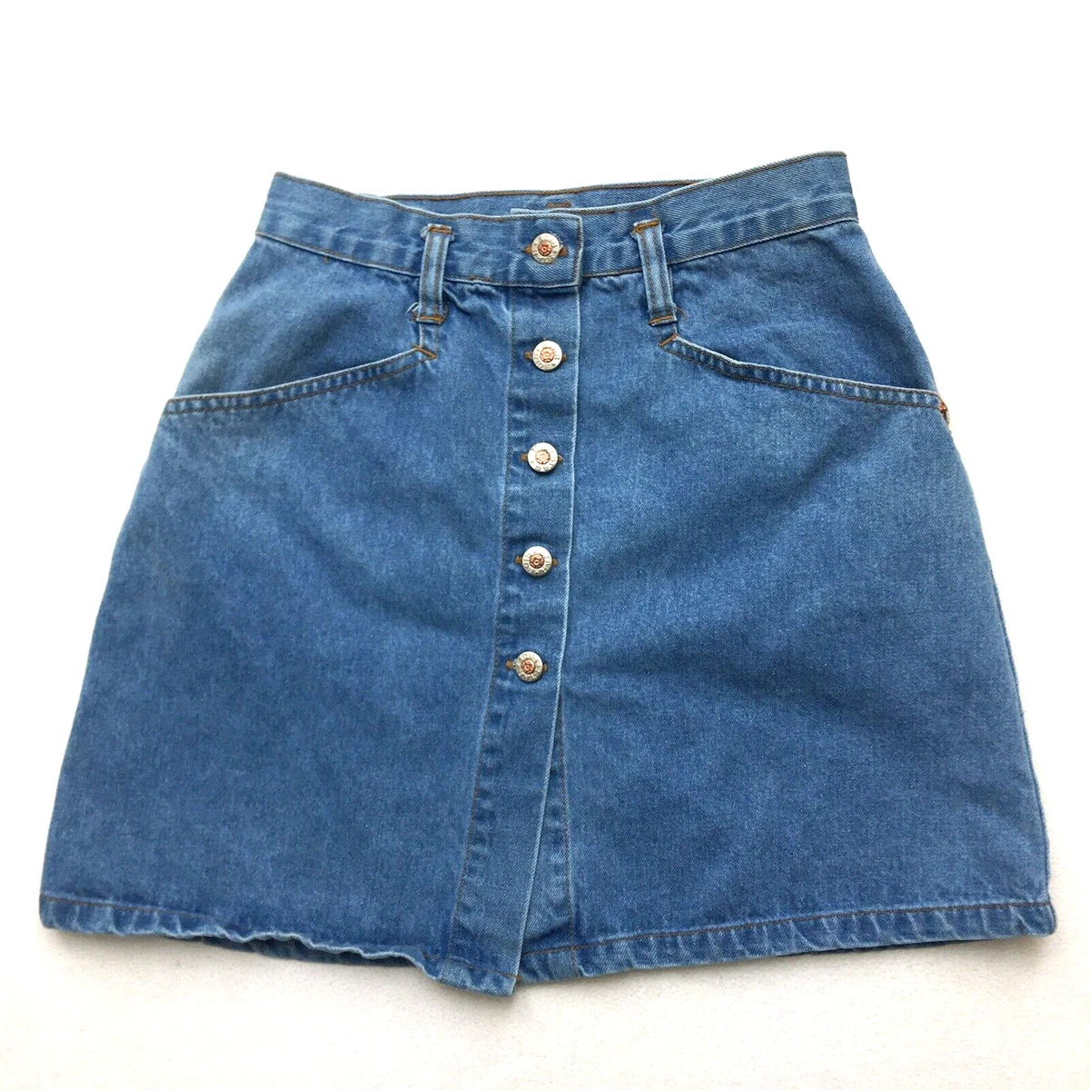 Denim Button-Front A-Line Skirt