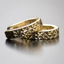 Small Bling Diamond Cut 14K Gold Plated 925 Sterling Silver Hoop Huggie Earrings