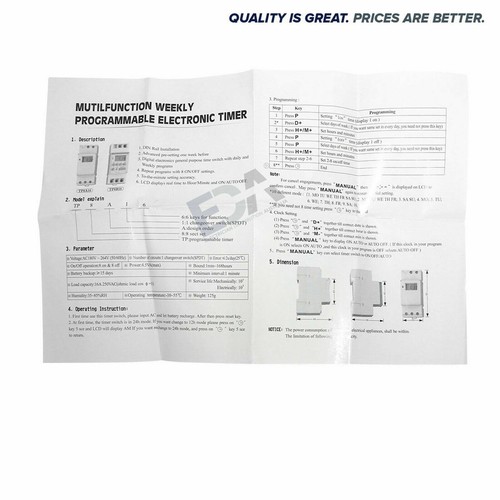 Weather Proof Digital Time Clock x2 IP66 Timer 24 HR/7 Day 18 Progrm 3Yr Reserve - Picture 11 of 12