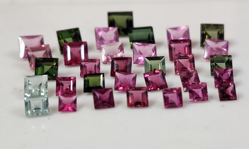 Multi Color Tourmaline 33 Pc Square Cut 3-6mm Lot for Jewelry Making 16.9 Ct. - Picture 9 of 10