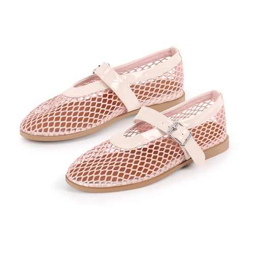 Women's Buckle Strap Cute Round Toe Casual Comfort Cut Out Ballet Flats Sandals - Picture 37 of 44