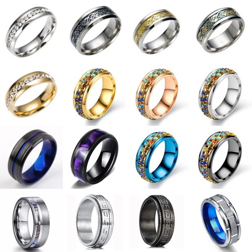 Para hombre Acero Inoxidable Moda Fiesta Joyería Punk Anillos Regalo Talla 7-13 | eBay