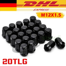 20X Schwarze Radmuttern Muttern M12 x 1,5 Kegelbund 60° Alu Stahl Felgen SW19 DE