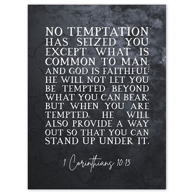 1 Corinthians 10:13 He will Not Let You Be Tempted Bible Verse Canvas Art Poster