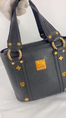 MCM Black Leather Munchen Studded Satchel Tote Bag | eBay MCM Black Leather Munchen Studded Satchel Tote Bag | eBay