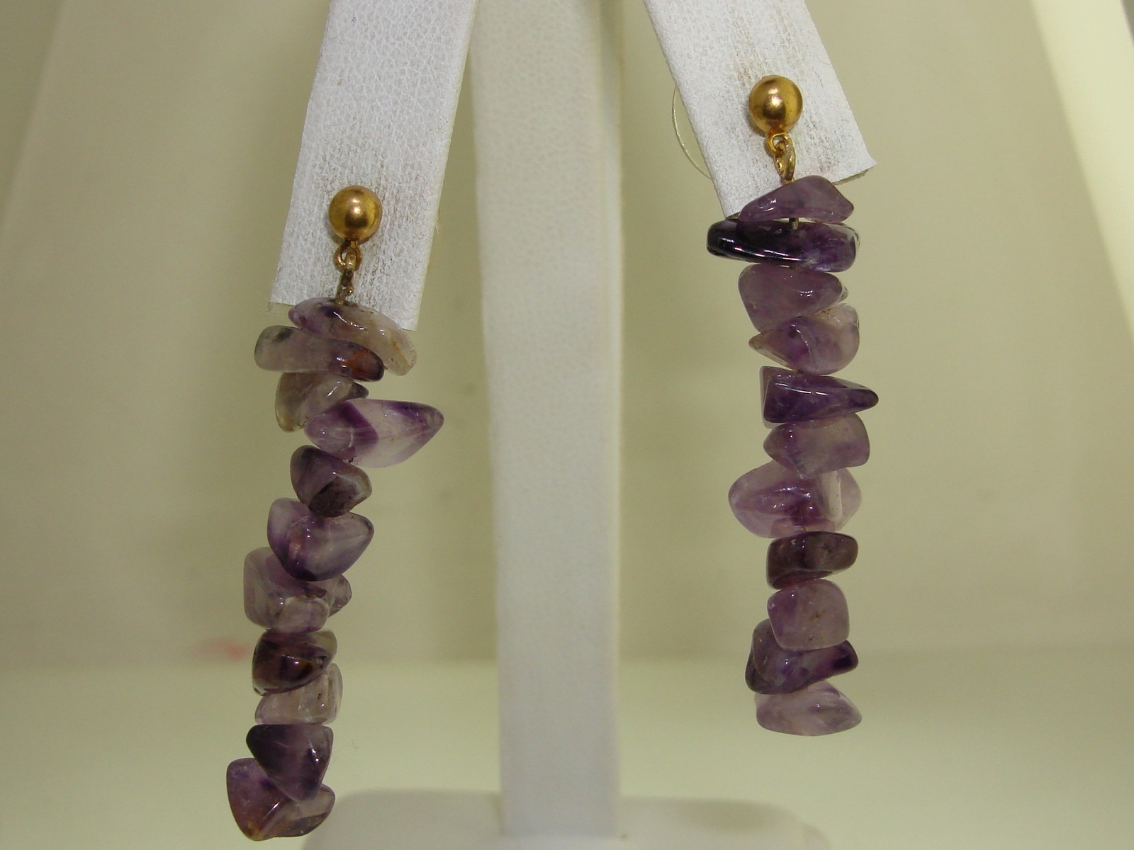 UNIQUE GENUINE AMETHYST CHUNK DANGLE EARRINGS! - image 1