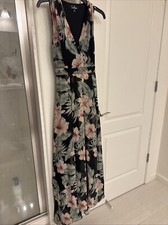 NWOT Lulus Black Pink Floral Print Sleeveless Maxi Dress Size XSmall