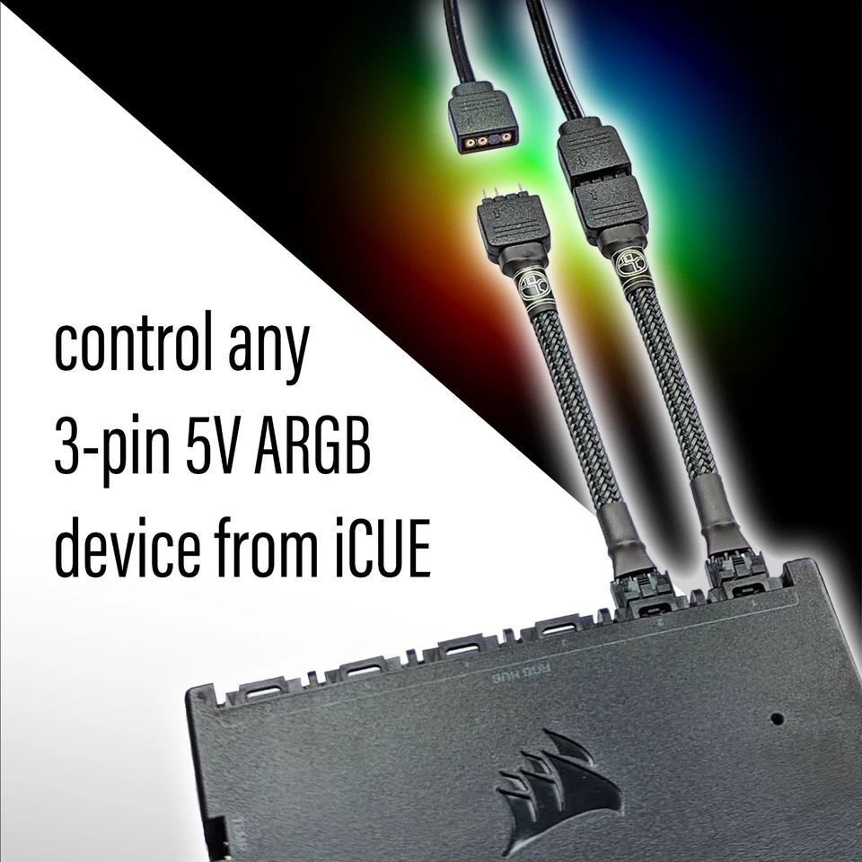 Corsair RGB 4-Pin Fan Hub to Standard ARGB 3-pin 5V Adapter - Image 2 of 4