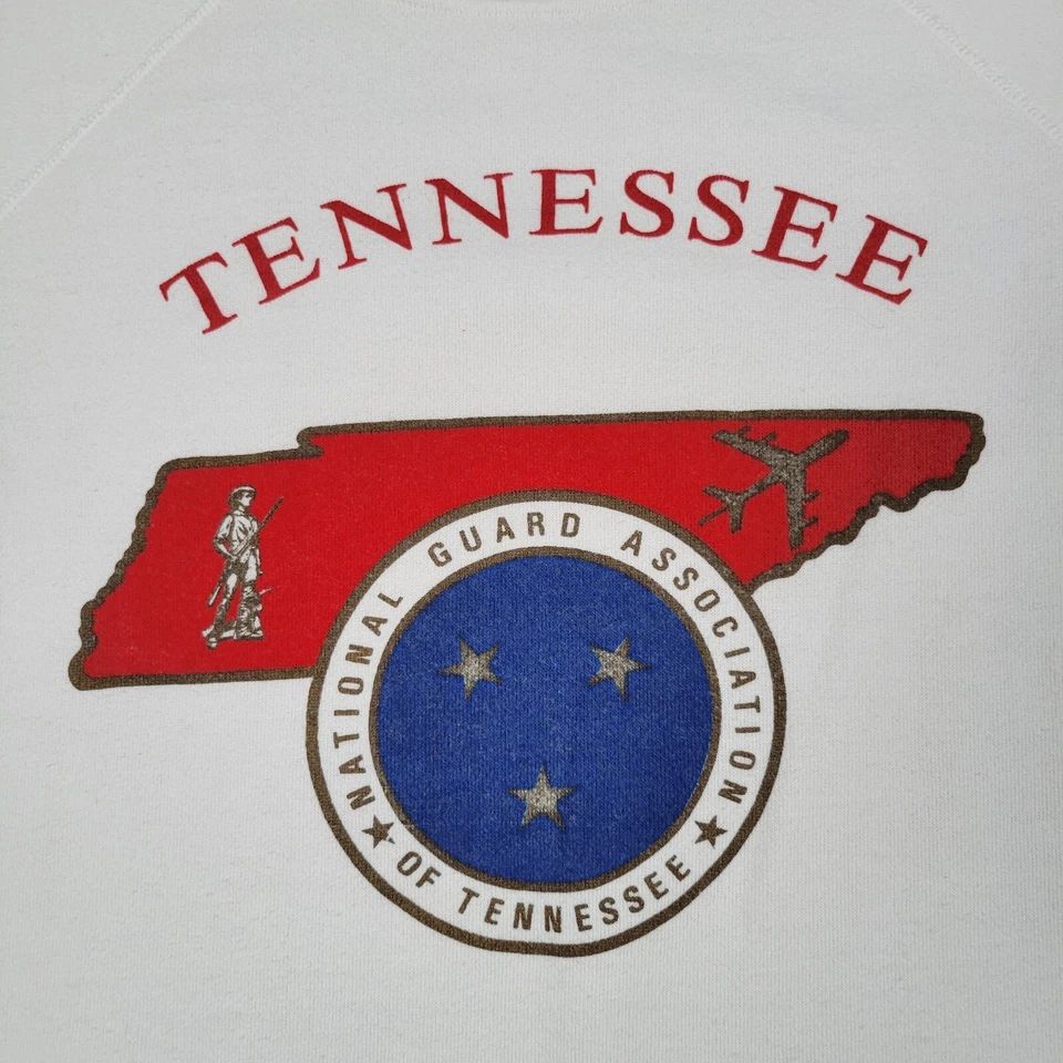 Sudadera De Colección Ejército Guardia Nacional Para Hombres XL Blanca Bandera de Tennessee Años 90 EE. UU. Foto 4 de 4